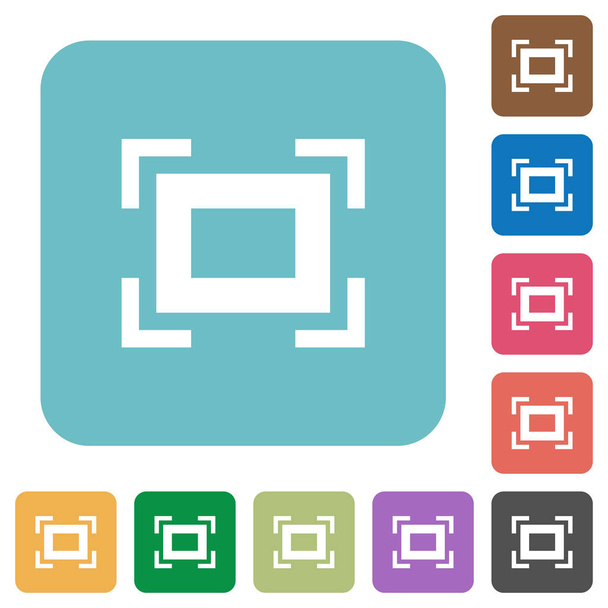 Iconos planos blancos a pantalla completa en fondos cuadrados redondeados a color
 - Vector, imagen