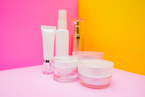 cosmetic product colorful background - Foto, imagen