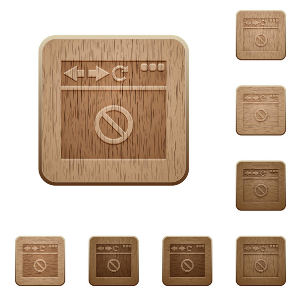 Prohlížeče zakázáno na zaoblený čtverec vyřezávané dřevěné tlačítko styly - Vektor, obrázek