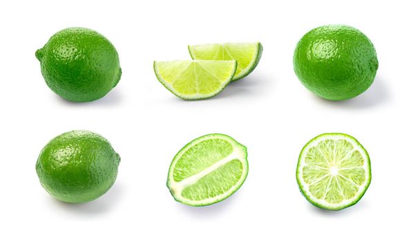 Lime. fruit with a half isolated on white background - Fotoğraf, Görsel