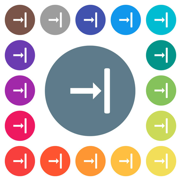 Align to right flat white icons on round color backgrounds. 17 background color variations are included. - Vector, Image