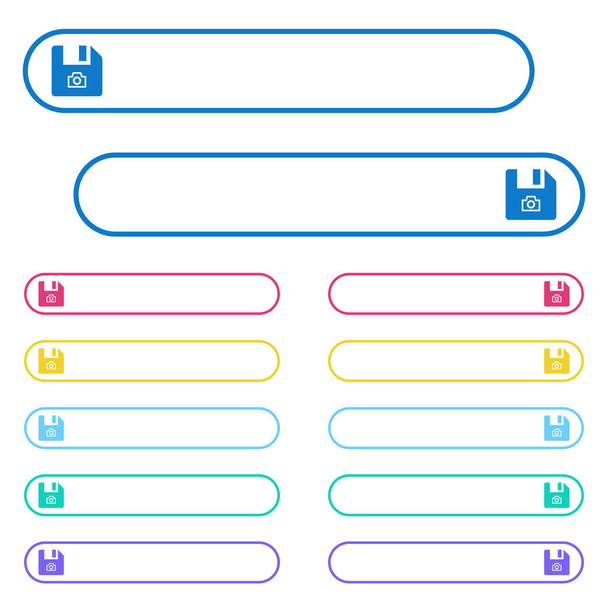 Plik migawki ikony przycisków ghost zaokrąglone kolorów. Lewej i prawej stronie ikonę zmiany. Tekst przycisków można regulować za pomocą Css. - Wektor, obraz