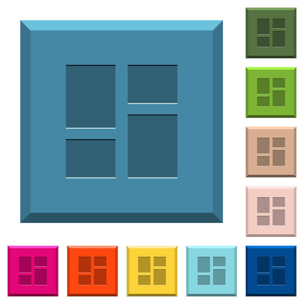 Адміністрування панелей приладів вигравірувані піктограми на обрізаних квадратних кнопках в різних модних кольорах
 - Вектор, зображення