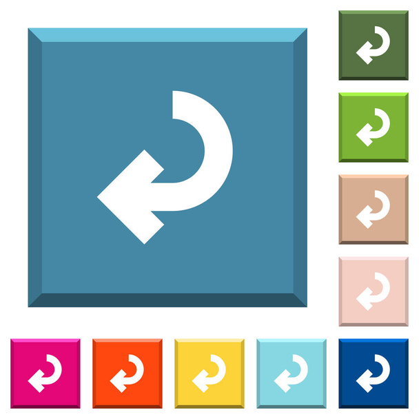 Обратная стрелка белые иконки на краях квадратные кнопки в различных модных цветов
 - Вектор,изображение