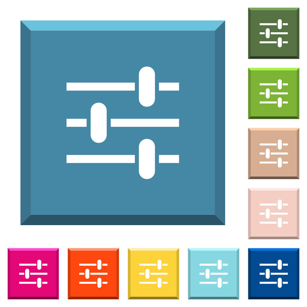 Úprava bílých ikon na omítané čtverečních tlačítek v různých módních barvách - Vektor, obrázek