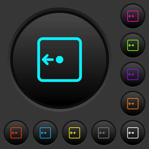 Mover objetos esquerda botões escuros com ícones de cores vivas no fundo cinza escuro
 - Vetor, Imagem