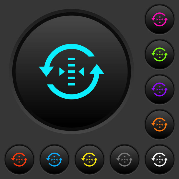 Dostosować odświeżania stawki ciemne przyciski z ikonami żywy kolor na ciemny szary tło - Wektor, obraz