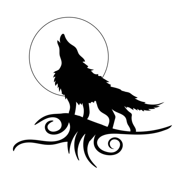 De wolf van de figuur in de vorm van een tatoeage. Op een witte achtergrond. - Vector, afbeelding