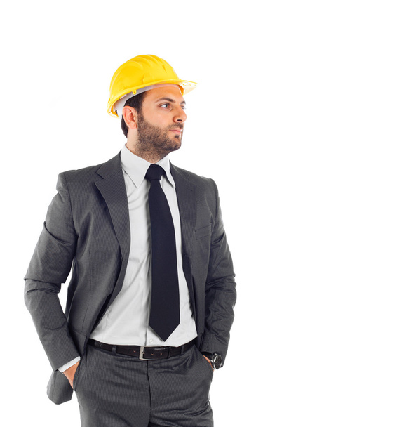 Handsome civil engineer on white background - Фото, изображение