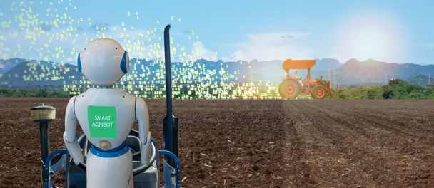 Smart Farming, Landwirtschaft in der Industrie 4.0-Technologie mit künstlicher Intelligenz und maschinellem Lernkonzept. es hilft, das Ziel zu verbessern, zu kategorisieren, festzulegen, das Problem zu lösen, das Ziel zu halten, vorherzusagen - Foto, Bild
