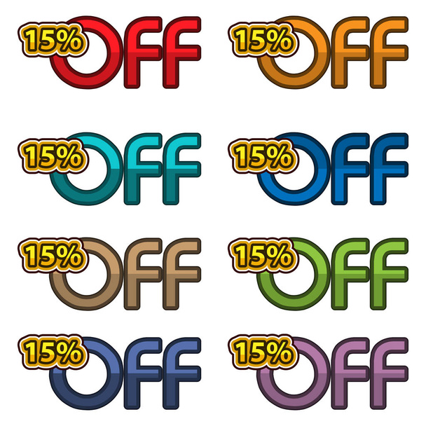 Illustration Vector of 15% off. discount banners design template, app icons, vector illustration - ベクター画像