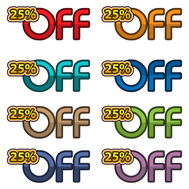 Illustration Vector of 25% off. discount banners design template, app icons, vector illustration - Vector, Image