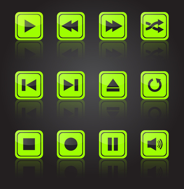 Media player square buttons set - Vector, Image
