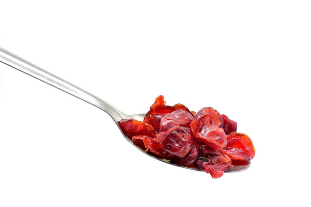 cranberry dried fruit on spoon isolate in white background - Fotoğraf, Görsel