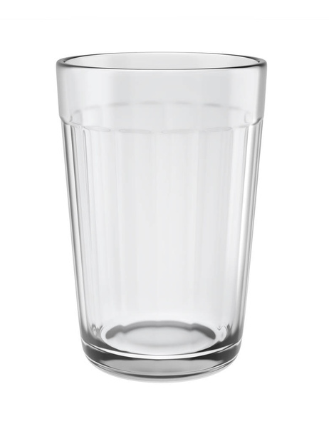 Lege facetgeslepen glas geïsoleerd op een witte achtergrond, 3d illustratie. - Foto, afbeelding