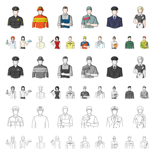 Mensen van verschillende beroepen cartoon pictogrammen in set collectie voor design. Werknemer en specialist vector symbool voorraad web illustratie. - Vector, afbeelding