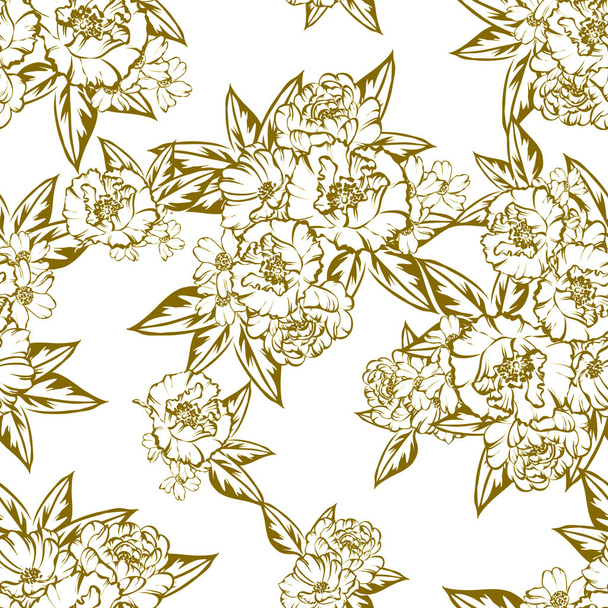 Seamless vintage style colored monochrome flower pattern. Floral elements. - Vector, imagen