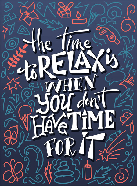 Vector lettering. Meditatin motivation quote. Hand drawn calligraphic design with doodles elements - Vector, Image
