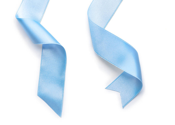 Beautiful blue ribbons on white background - Φωτογραφία, εικόνα