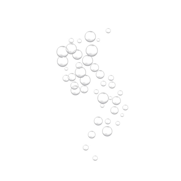 Effervescent water fizzing bubbles on white background. Fizzy sparkles. - Вектор, зображення