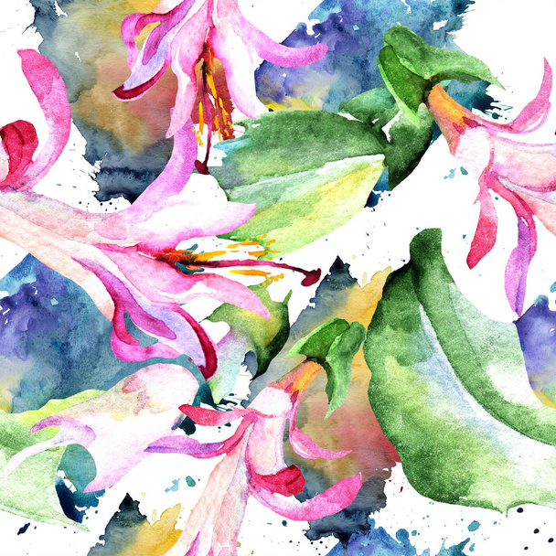 Aquarell rosa Kakteenblüte. Blütenbotanische Blume. nahtlose Hintergrundmuster. Textur für Stofftapeten. Aquarell-Wildblume für Hintergrund, Textur, Wickelmuster, Rahmen oder Rand. - Foto, Bild
