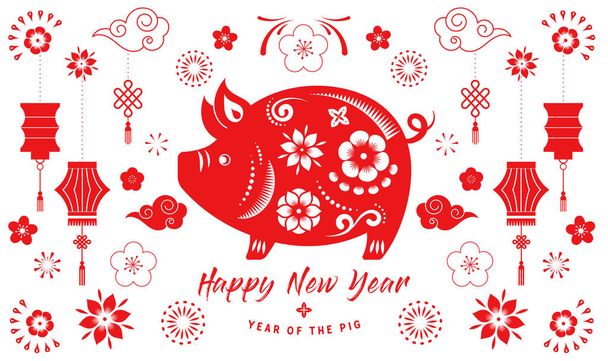 Bonne année chinoise 2019, l'année du porc. Bannière vectorielle, fond
 - Vecteur, image