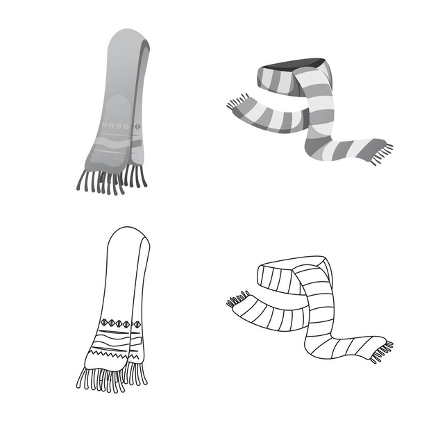 Vector illustration of scarf and shawl symbol. Collection of scarf and accessory stock symbol for web. - Вектор,изображение