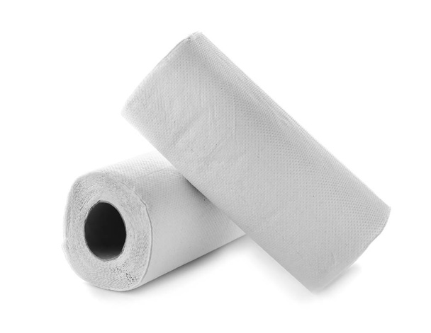 Rolls of paper towels on white background - Фото, зображення