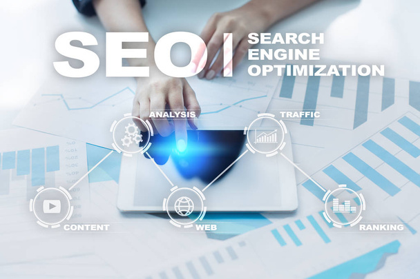 SEO Optimización de motores de búsqueda, Marketing digital, Concepto de tecnología de Internet de negocios
. - Foto, Imagen