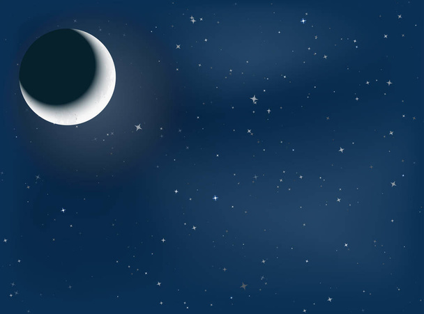 απεικόνιση της ημισελήνου φεγγάρι και έναστρο φόντο νύχτα - Διάνυσμα, εικόνα