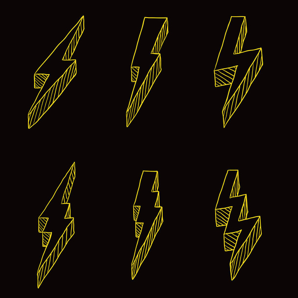 Ensemble vectoriel de symbole de boulon de tonnerre croquis jaune
 - Vecteur, image