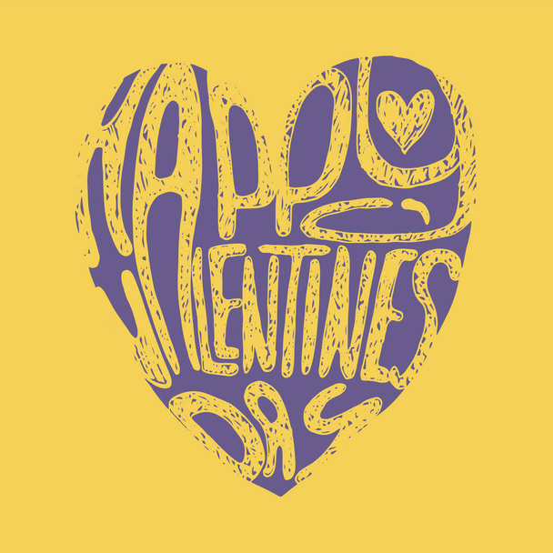 sydämen muotoinen kirjoitus onnellinen Ystävänpäivä eristetty keltaisella pohjalla
 - Vektori, kuva