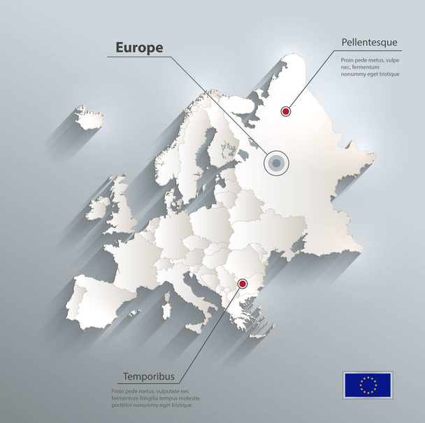 Ευρώπη πολιτικό χάρτη 3d διάνυσμα μεμονωμένων κρατών σημαίας ξεχωριστό διάνυσμα - Διάνυσμα, εικόνα