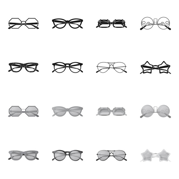 Vector design of glasses and sunglasses symbol. Collection of glasses and accessory stock vector illustration. - Wektor, obraz
