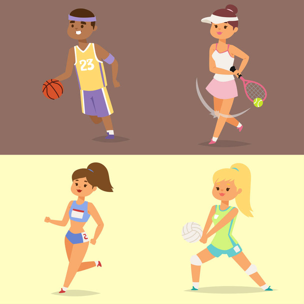 Sport wellness vektor emberek karakterek sport ember tevékenység nő sportos sportos illusztráció. - Vektor, kép