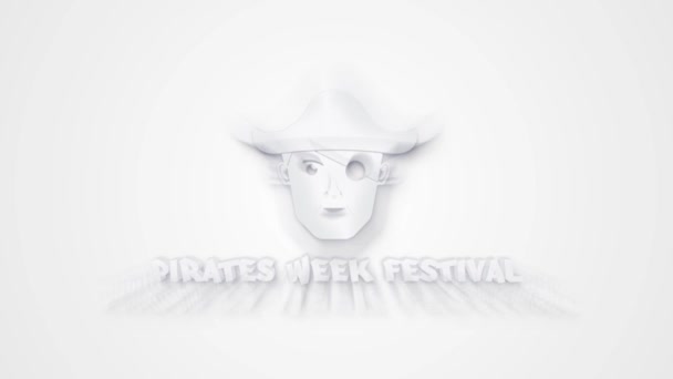 Piratas semana festival texto animação 2d, desenho de animação de cor branca
 - Filmagem, Vídeo