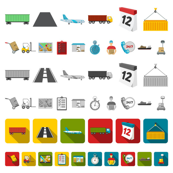Logistics service cartoon icons in set collection for design. Logistics and equipment vector symbol stock web illustration. - Wektor, obraz