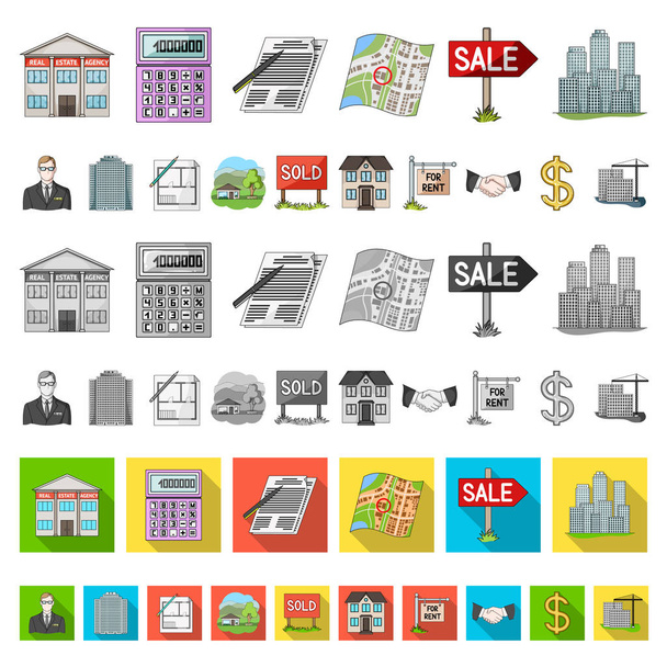 Realtor, agency cartoon icons in set collection for design. Buying and selling real estate vector symbol stock web illustration. - Vetor, Imagem