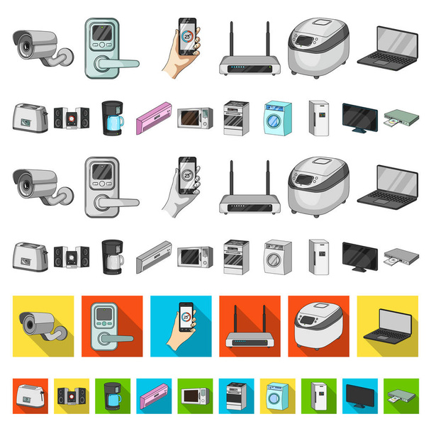 Smart home appliances cartoon icons in set collection for design. Modern household appliances vector symbol stock web illustration. - Vector, Image