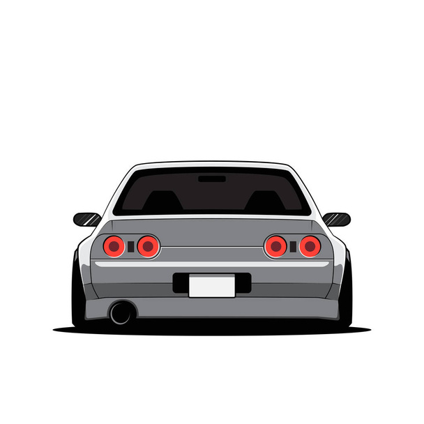 Cartoon japan tuned car isolated. Back view. Vector illustration - Vector, Image