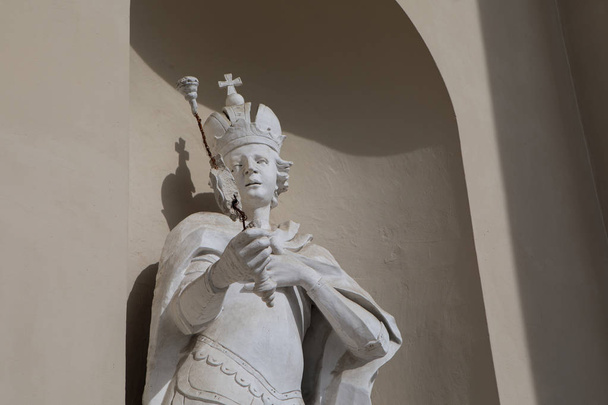 Standbeeld van Litouwse hertog op de muur van de Vilnius kathedraal, Litouwen - Foto, afbeelding