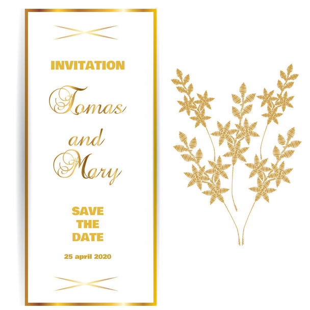 Vintage gold line luxury wedding background, frame, card, ornate cover page, label luxury ornamental pattern ,template for design. - Vector, Image
