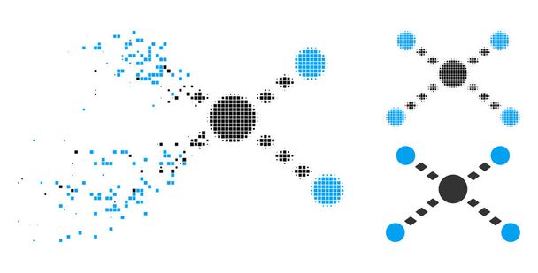 Aprító Pixelated félárnyék pontozott kapcsolatok ikon - Vektor, kép