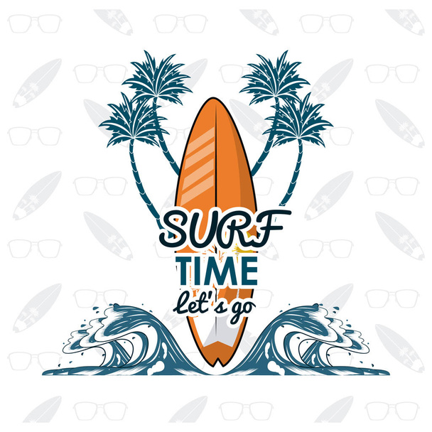Tropical surfing lifestyle theme - Vector, Image