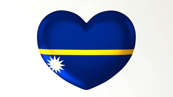Pulsante a forma di cuore pin 3d illustrazione renderizzare bandiera I love Nauru
 - Foto, immagini