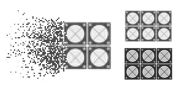 Αποσυντίθεται Pixelated ράστερ εξόρυξη Asic αγρόκτημα εικονίδιο - Διάνυσμα, εικόνα