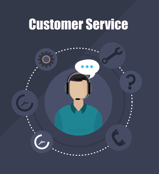 customer service call center - Vector, Image