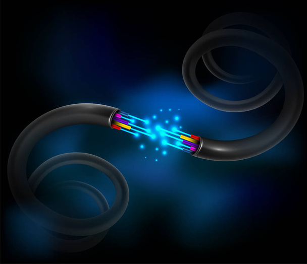 Концепция соединения волоконно-оптического кабеля для технологической связи. Векторная иллюстрация концепции сети
. - Вектор,изображение