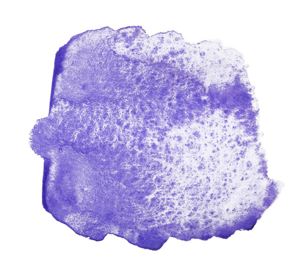Purple blot with a clear edge on a white background. Drawn by hand. Watercolor. - Photo, Image