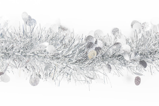 Christmas silver grey garland photo on white background. - Valokuva, kuva